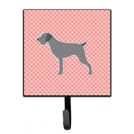Carolines Treasures German Wirehaired Pointer Checkerboard Pink Leash or Key Holder BB3611SH4
